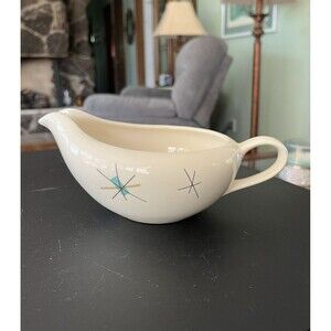 Vintage North Star Salem Gravy Boat Sauce Atomic Starburst MCM Turquoise